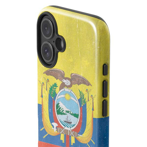 Ecuador Flag Distressed iPhone 16 Impact Case