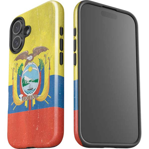 Ecuador Flag Distressed iPhone 16 Plus Impact Case