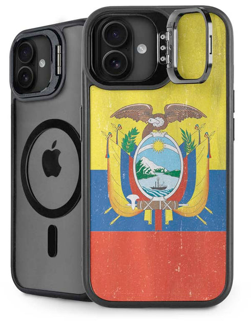 Ecuador Flag Distressed iPhone 16 Plus Kickstand Case