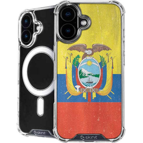 Ecuador Flag Distressed iPhone 16 Plus MagSafe Case