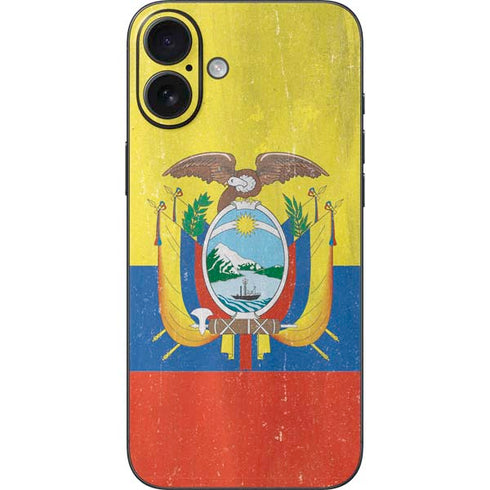 Ecuador Flag Distressed iPhone 16 Plus Skin