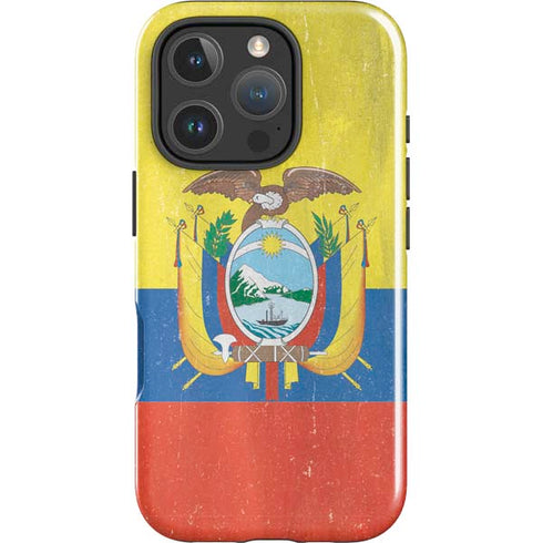 Ecuador Flag Distressed iPhone 16 Pro Impact Case
