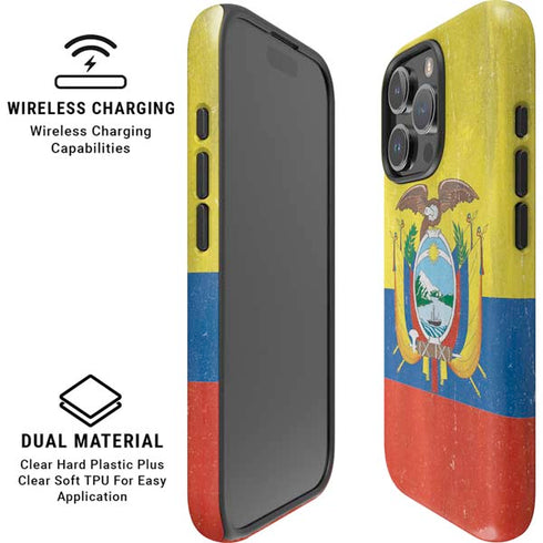 Ecuador Flag Distressed iPhone 16 Pro Magsafe Impact Case