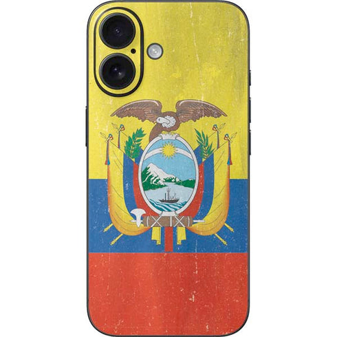 Ecuador Flag Distressed iPhone 16 Skin