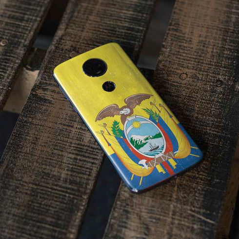 Ecuador Flag Distressed Moto E5 Plus Skin