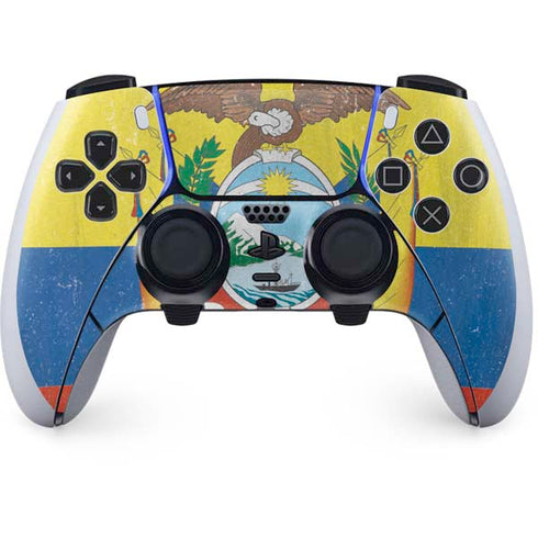 Ecuador Flag Distressed PS5 DualSense Edge Pro Controller Skin