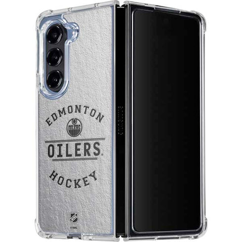 NHL Edmonton Oilers Black Text Galaxy Z Fold5 5G Clear Case