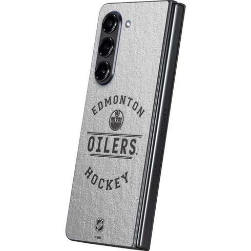NHL Edmonton Oilers Black Text Galaxy Z Fold5 5G Skin