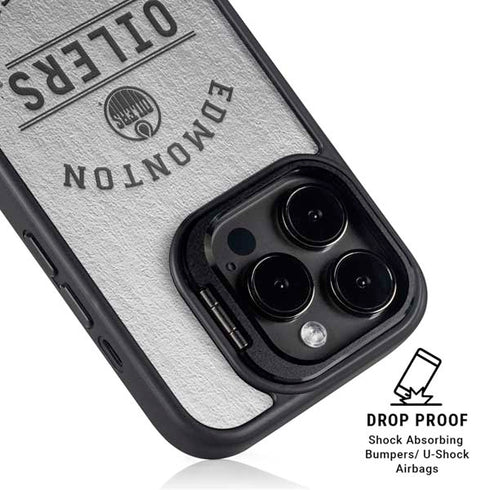 NHL Edmonton Oilers Black Text iPhone 15 Pro Kickstand Case