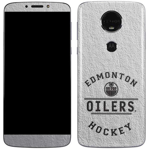 NHL Edmonton Oilers Black Text Moto E5 Plus Skin