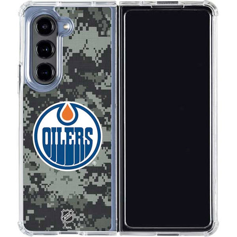 NHL Edmonton Oilers Camo Galaxy Z Fold5 5G Clear Case