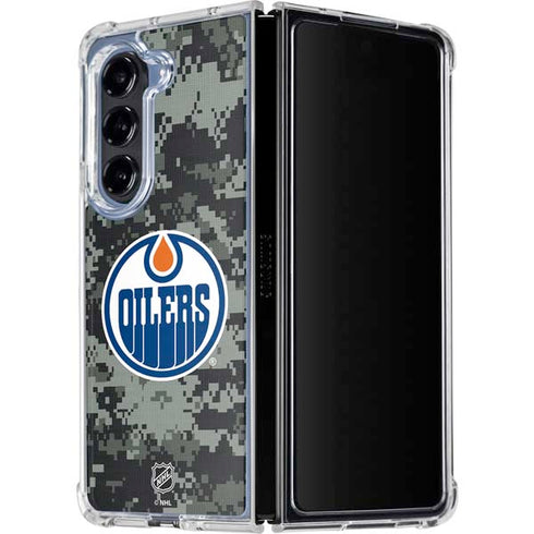 NHL Edmonton Oilers Camo Galaxy Z Fold5 5G Clear Case