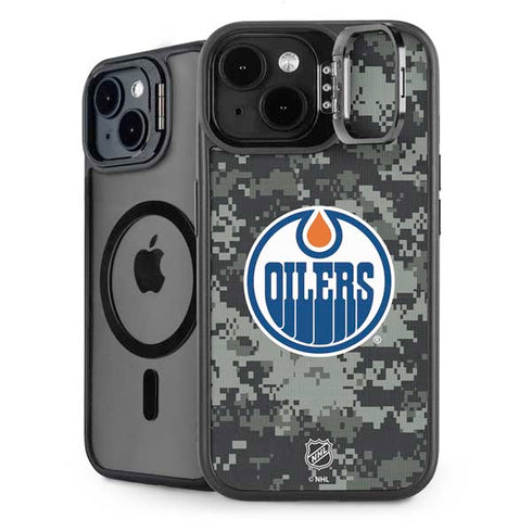 NHL Edmonton Oilers Camo iPhone 15 Kickstand Case
