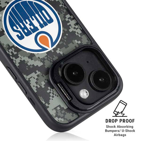 NHL Edmonton Oilers Camo iPhone 15 Kickstand Case