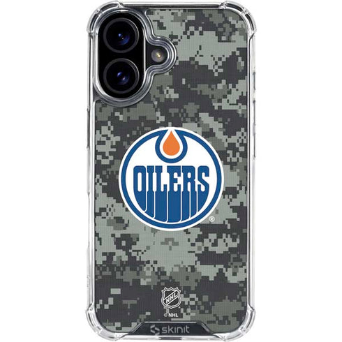 NHL Edmonton Oilers Camo iPhone 16 Plus Clear Case