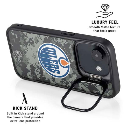 NHL Edmonton Oilers Camo iPhone 16e Kickstand Case