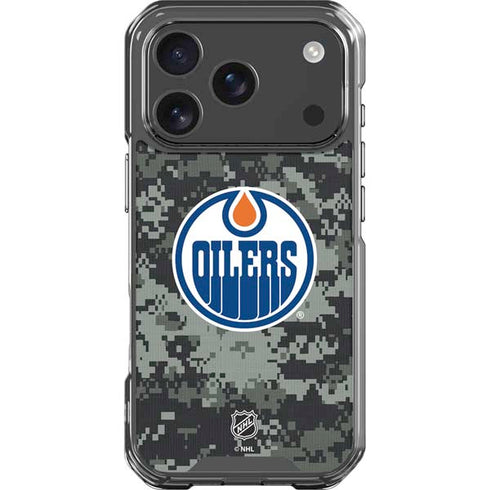NHL Edmonton Oilers Camo iPhone 18 Pro Clear Case