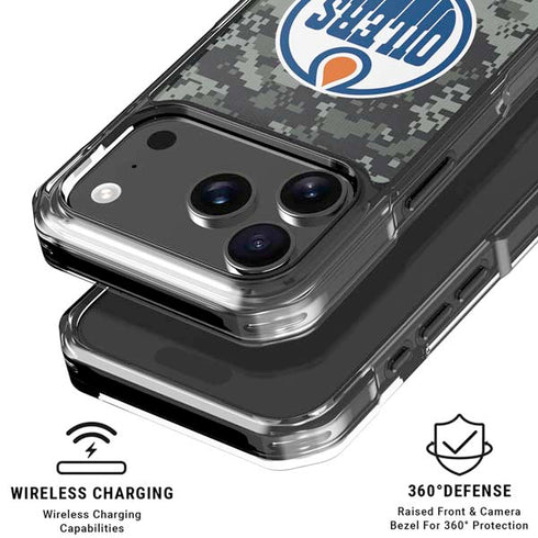 NHL Edmonton Oilers Camo iPhone 18 Pro Clear Case