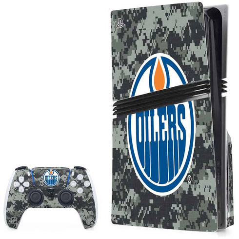 NHL Edmonton Oilers Camo PS5 Pro Disk Bundle Skin