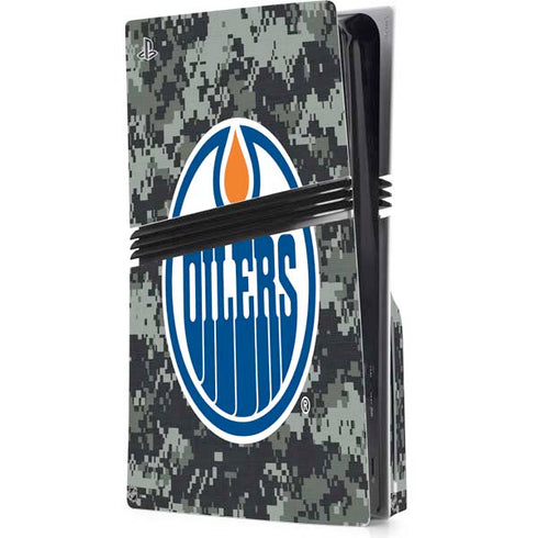 NHL Edmonton Oilers Camo PS5 Pro Disk Console Skin