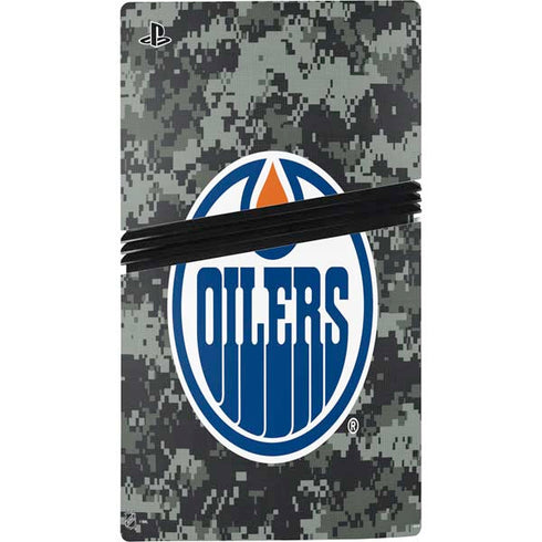 NHL Edmonton Oilers Camo PS5 Pro Disk Console Skin