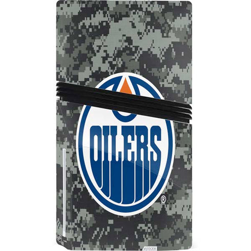 NHL Edmonton Oilers Camo PS5 Pro Disk Console Skin