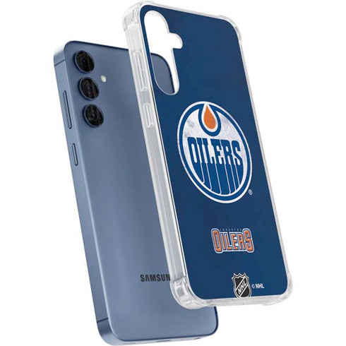 NHL Edmonton Oilers Distressed Galaxy A35 5G Clear Case