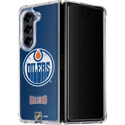 NHL Edmonton Oilers Distressed Galaxy Z Fold5 5G Clear Case