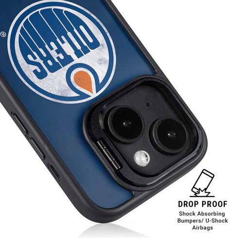 NHL Edmonton Oilers Distressed iPhone 15 Plus Kickstand Case