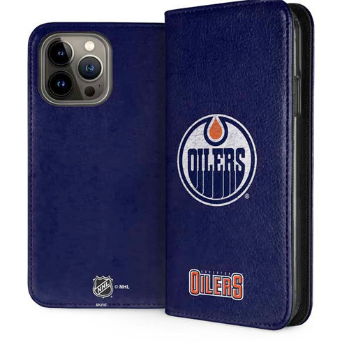 NHL Edmonton Oilers Distressed iPhone 15 Pro Max Folio Case