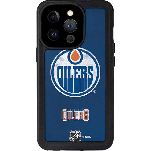 NHL Edmonton Oilers Distressed iPhone 15 Pro Waterproof Case