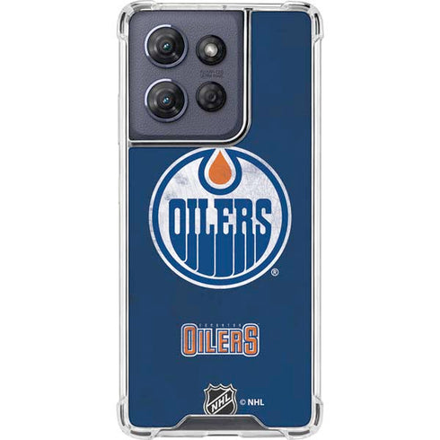 NHL Edmonton Oilers Distressed Moto G 5G (2025) Clear Case