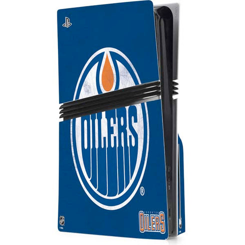 NHL Edmonton Oilers Distressed PS5 Pro Disk Console Skin