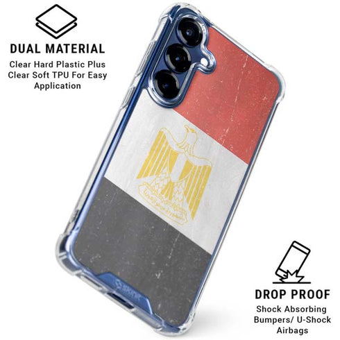 Egyptian Flag Distressed Galaxy S25 Clear Case