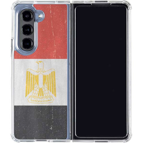 Egyptian Flag Distressed Galaxy Z Fold5 5G Clear Case