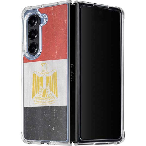 Egyptian Flag Distressed Galaxy Z Fold5 5G Clear Case