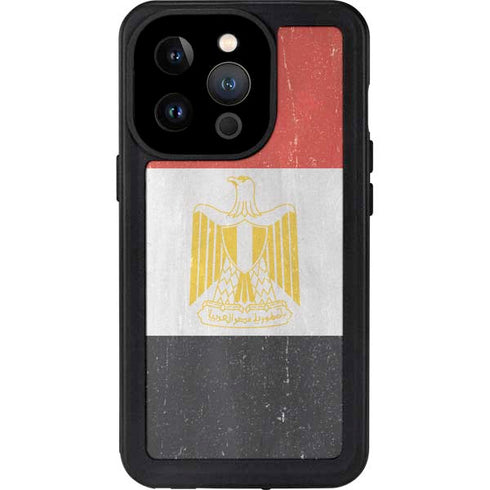 Egyptian Flag Distressed iPhone 15 Pro Waterproof Case