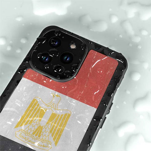 Egyptian Flag Distressed iPhone 15 Pro Waterproof Case