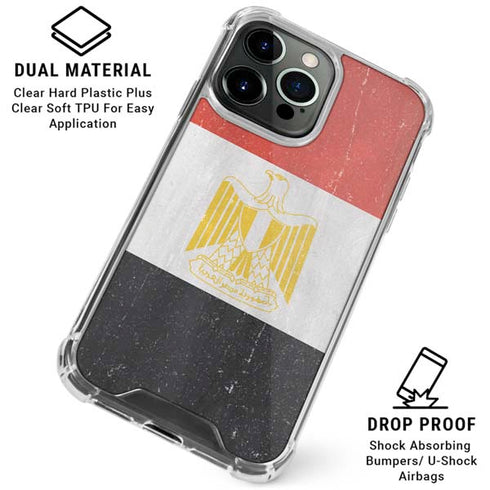 Egyptian Flag Distressed iPhone 16 Pro Clear Case