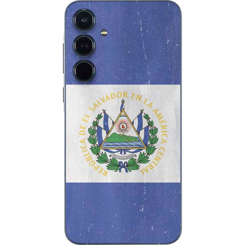 El Salvador Flag Distressed Galaxy A35 5G Skin