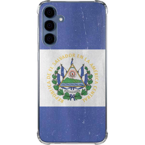 El Salvador Flag Distressed Galaxy A55 5G Clear Case