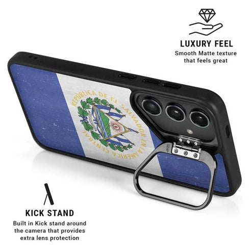 El Salvador Flag Distressed Galaxy S24 Kickstand Case