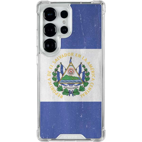 El Salvador Flag Distressed Galaxy S25 Ultra Clear Case