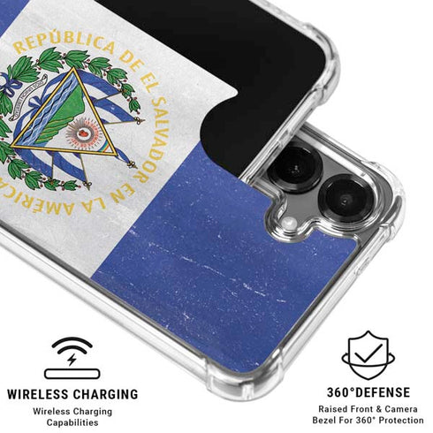 El Salvador Flag Distressed Galaxy S26 Plus Clear Case