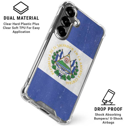 El Salvador Flag Distressed Galaxy S26 Plus Clear Case