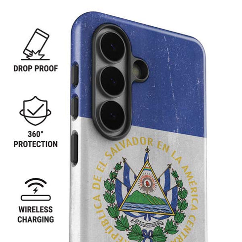 El Salvador Flag Distressed Galaxy S26 Plus Impact Case