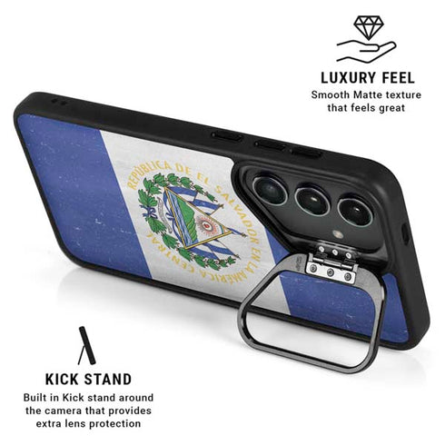 El Salvador Flag Distressed Galaxy S26 Plus Kickstand Case