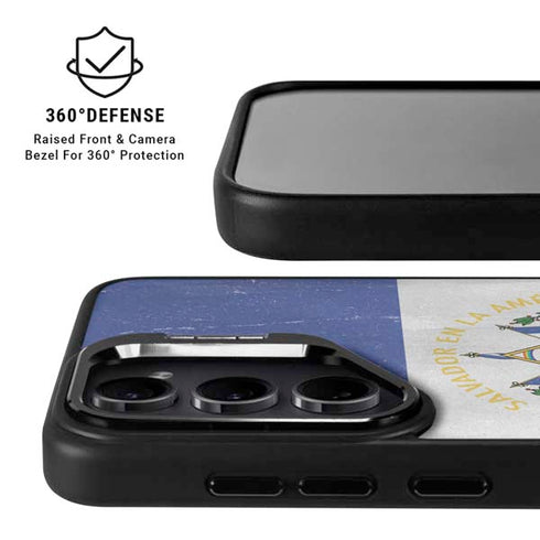 El Salvador Flag Distressed Galaxy S26 Plus Kickstand Case