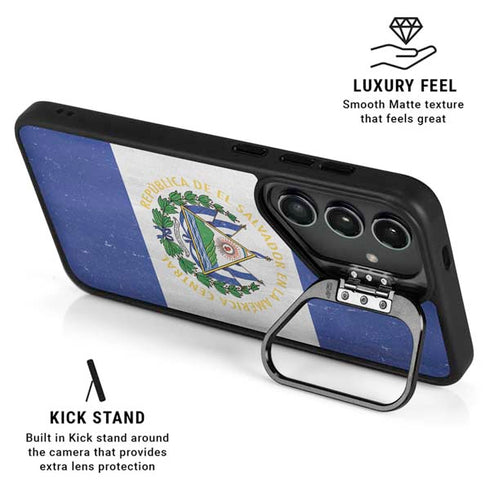 El Salvador Flag Distressed Galaxy S26 Ultra Kickstand Case