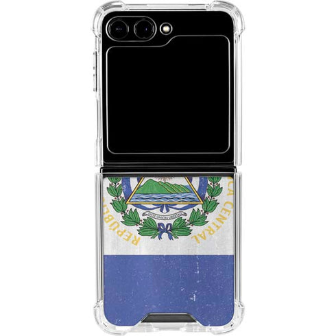 El Salvador Flag Distressed Galaxy Z Flip6 Clear Case